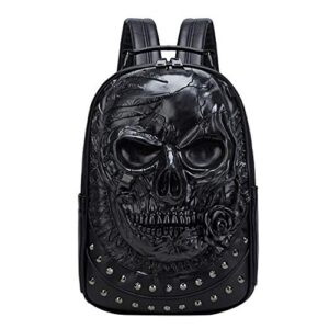 tendycoco 3d skull shaped backpack gothic rivet shoulder bag realistic skeleton embossed backpack