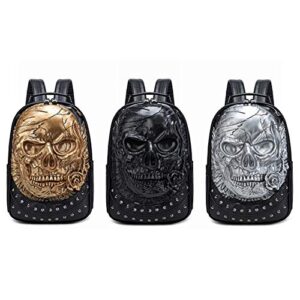 TENDYCOCO 3D Skull Shaped Backpack Gothic Rivet Shoulder Bag Realistic Skeleton Embossed Backpack