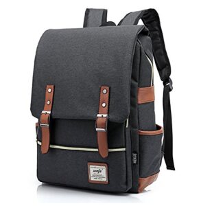 furivy unisex oxford retro style laptop backpack college school bag student daypack rucksack black