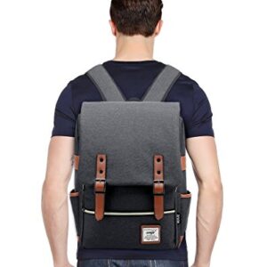 Furivy Unisex Oxford Retro Style Laptop Backpack College School Bag Student Daypack Rucksack Black
