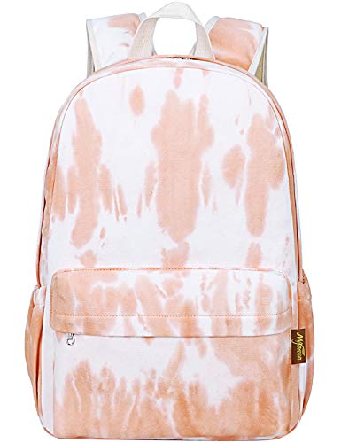 Canvas School Bag Backpack Girls or boy, Ranibow Style Unisex Fashionable Canvas Zip Backpack School College Laptop Bag for Teens Girls Students Casual Lightweight Travel Daypack Outdoor(Orange)