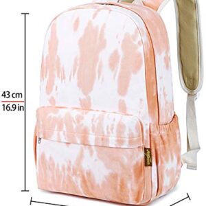 Canvas School Bag Backpack Girls or boy, Ranibow Style Unisex Fashionable Canvas Zip Backpack School College Laptop Bag for Teens Girls Students Casual Lightweight Travel Daypack Outdoor(Orange)