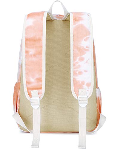 Canvas School Bag Backpack Girls or boy, Ranibow Style Unisex Fashionable Canvas Zip Backpack School College Laptop Bag for Teens Girls Students Casual Lightweight Travel Daypack Outdoor(Orange)