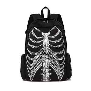 manmu goth backpack grunge backpack y2k fashion skull backpack hooded backpack gothic black shoulder bag goth messenger bag (backpack skeleton)