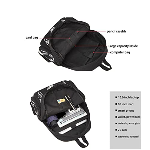 MANMU Goth Backpack Grunge Backpack Y2k Fashion Skull Backpack Hooded Backpack Gothic Black Shoulder Bag Goth Messenger Bag (Backpack Skeleton)