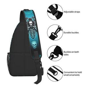 Skull and Moth Sling Bag Women Crossbody Chest Backpack Hiking Daypack Men Travel Casual Rideing Outdoor Beach