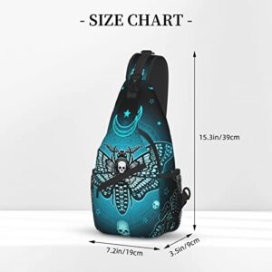 Skull and Moth Sling Bag Women Crossbody Chest Backpack Hiking Daypack Men Travel Casual Rideing Outdoor Beach