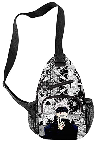 HANDAFA Unisex Anime Jujutsu Sling Backpack Manga Single Shoulder Bag Casual Daypack(Hua Gojo) One Size