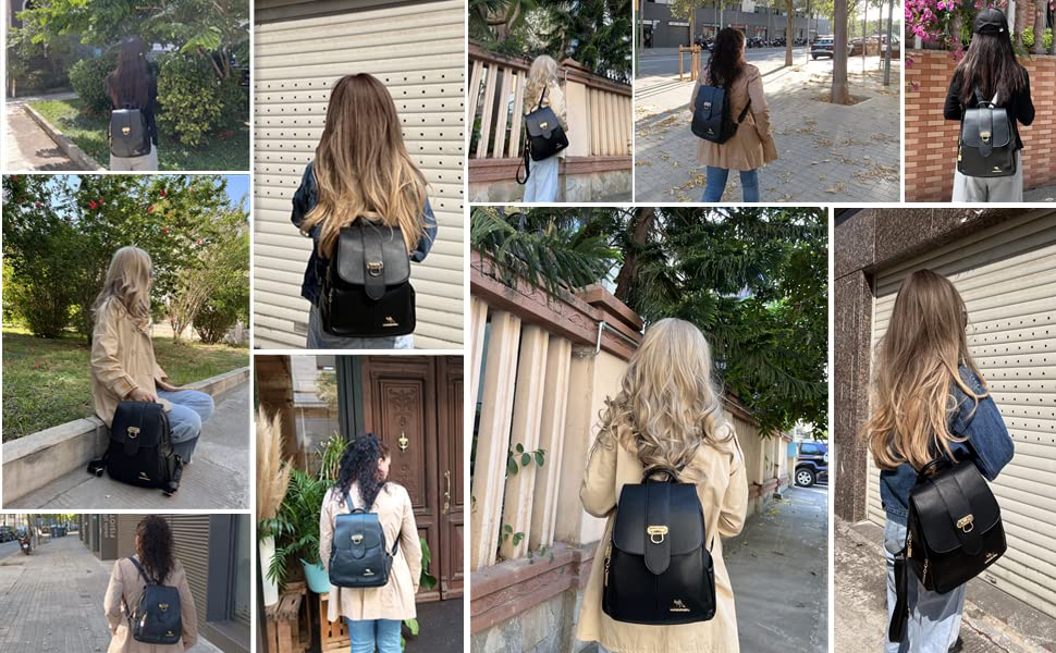 Women Fashion Backpack Purse Travel Rucksack Girls Casual Daypacks (Black)