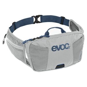 evoc hip pouch 1 waist bag bum bag for bike tours and trails, 1 l capacity, air pad system for optimal, 2 waist belt pockets, 2 additional compartments, stone, stone, backpack