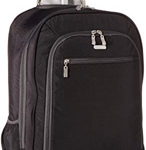 Baggallini womens Wheeled Laptop Backpack, black/charcoal, One Size