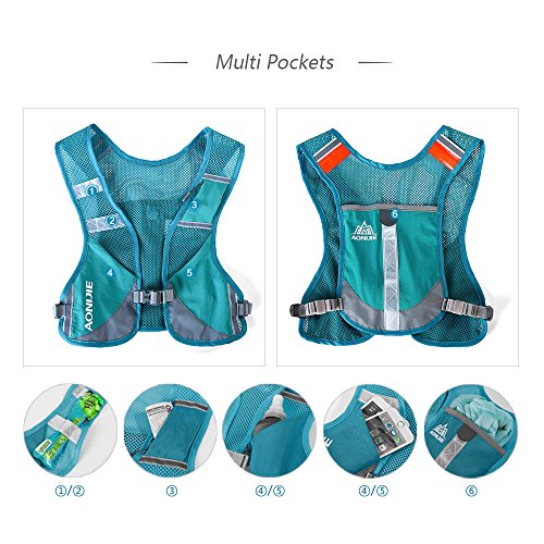 AONIJIE Marathon Running Vest Pack Water Hydration Backpack Outdoor Sport Bag Cycling Camping Climbing Rucksack (Gray+2pcs 250ml Bottles)