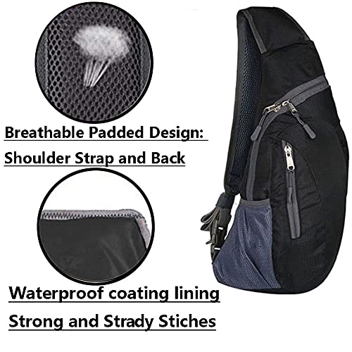 WTSHOPME Sling Bag Crossbody Shoulder Backpack Chest Daypack Small Foldable Rope Triangle Rucksack for Hiking Travel Cycling