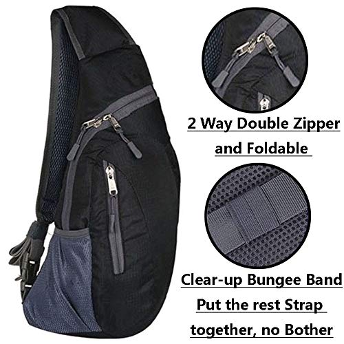 WTSHOPME Sling Bag Crossbody Shoulder Backpack Chest Daypack Small Foldable Rope Triangle Rucksack for Hiking Travel Cycling