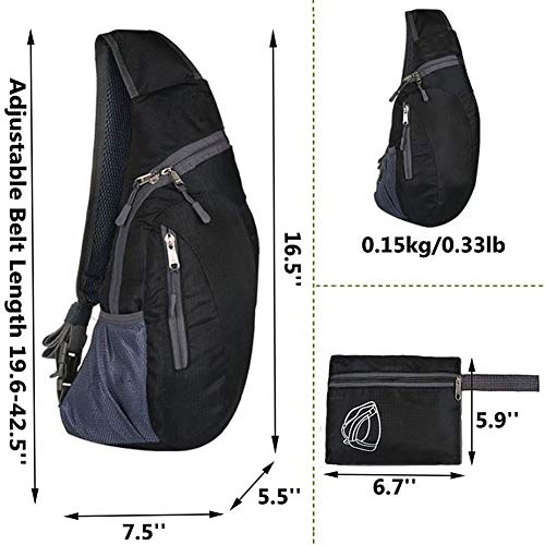 WTSHOPME Sling Bag Crossbody Shoulder Backpack Chest Daypack Small Foldable Rope Triangle Rucksack for Hiking Travel Cycling