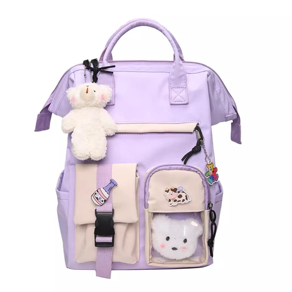 NEWSTYP Kawaii Backpack with Pins Kawaii School Backpack Cute Aesthetic Backpack Cute Kawaii Backpack for Girls