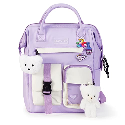 NEWSTYP Kawaii Backpack with Pins Kawaii School Backpack Cute Aesthetic Backpack Cute Kawaii Backpack for Girls