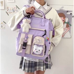 NEWSTYP Kawaii Backpack with Pins Kawaii School Backpack Cute Aesthetic Backpack Cute Kawaii Backpack for Girls