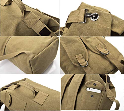 Military Duffel Bag Top Load Canvas Shoulder Bag Outdoors Backpack for Travelling (upgrade black big)