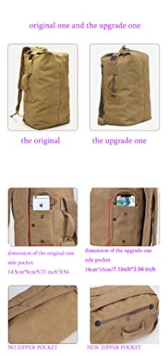 Military Duffel Bag Top Load Canvas Shoulder Bag Outdoors Backpack for Travelling (upgrade black big)