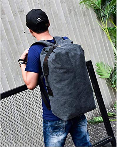 Military Duffel Bag Top Load Canvas Shoulder Bag Outdoors Backpack for Travelling (upgrade black big)