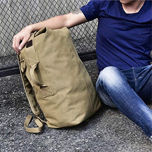 Military Duffel Bag Top Load Canvas Shoulder Bag Outdoors Backpack for Travelling (upgrade black big)