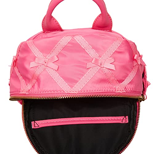 Betsey Johnson Women's Bow-Peep Nylon Mini Backpack, Pink, One Size