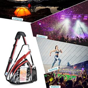 ELUTENG Rope Sling Bags Transparent PVC Larger Capacity with Adjustable Strap Durable Men Bags Shoulder Crossbody with Bottle Holder Casual Clear Bag Stadium Approved, Travel, Hiking