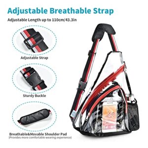 ELUTENG Rope Sling Bags Transparent PVC Larger Capacity with Adjustable Strap Durable Men Bags Shoulder Crossbody with Bottle Holder Casual Clear Bag Stadium Approved, Travel, Hiking