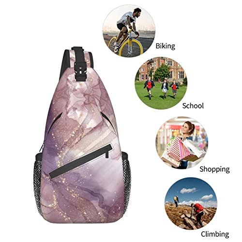 Jumou Marble Sling Bag Crossbody Backpack Women Men Travel Chest Bag Casual Outdoor Sports Running Hiking