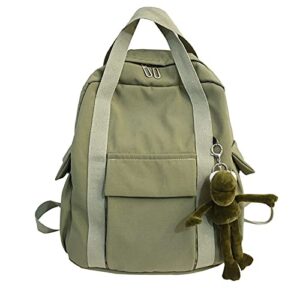 new solid color waterproof backpack simple school bag casual backpack travel bag school backpack (green)