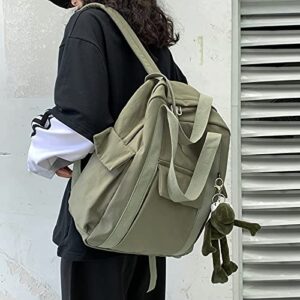 New Solid Color Waterproof Backpack Simple School Bag Casual Backpack Travel Bag School Backpack (Green)