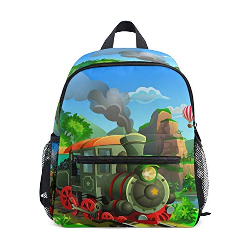 AUUXVA Kids Backpack Funny Train School Bag Kindergarten Toddler Preschool Backpack for Boy Girls Children