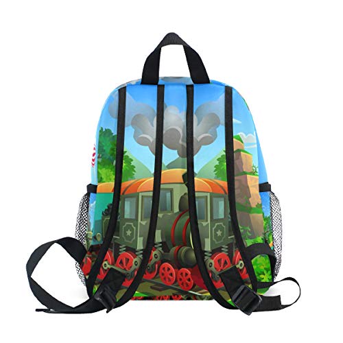 AUUXVA Kids Backpack Funny Train School Bag Kindergarten Toddler Preschool Backpack for Boy Girls Children