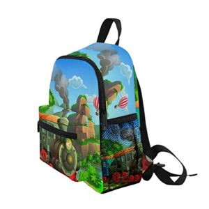 AUUXVA Kids Backpack Funny Train School Bag Kindergarten Toddler Preschool Backpack for Boy Girls Children