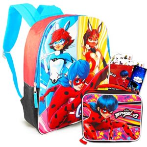miraculous the ladybug backpack set ~ 3 pc school supplies bundle with 15 in ladybug school bag for girls, kids, super hero girls fun pack and more