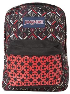 jansport t501 superbreak backpack – coral dusk tribal mosiac