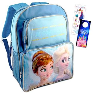 disney bundle frozen anna and elsa backpack for girls 2 pc bundle with 16 inch frozen school bag and frozen stickers | frozen school supplies for kids bag set