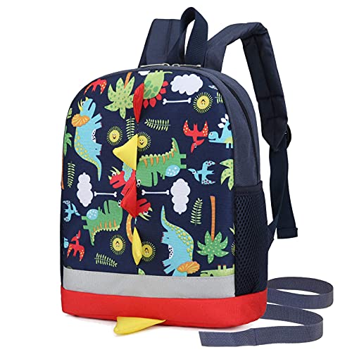 HWJIANFENG Kid Backpack Dinosaur Backpack Toddler Boy School Bag with Safety Rope Kindergarten Daycare Book Bag