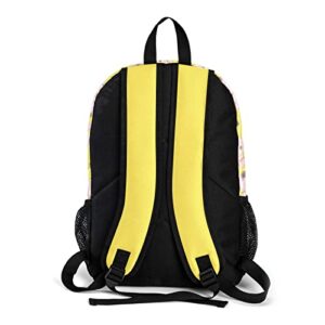 Anneunique Custom Cute Pig Yellow Backpack with Name Waterproof Daily Bag for Gift Sport