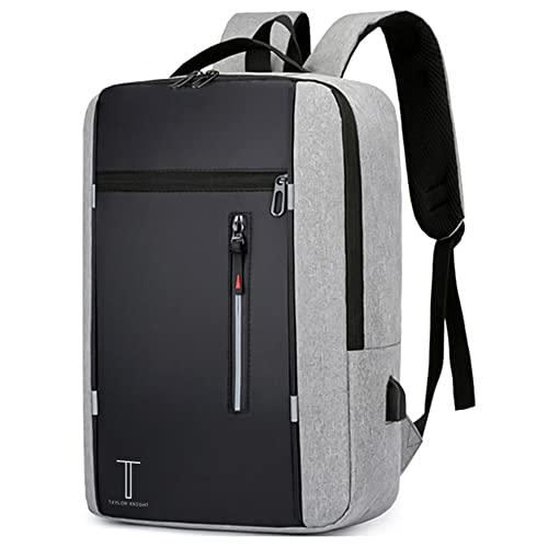 Taylor Knight Travel Laptop Backpack with USB Charging, Perfect for Business, School, College & Travel. Notebook Bag is suitable for Men and women, Great Gift for Laptop up to 15.6" (Grey)