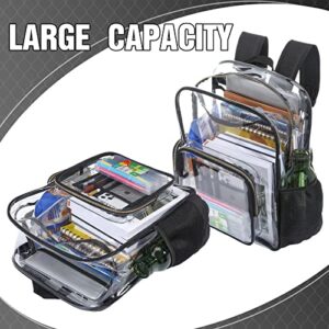 Large Clear Backpack Heavy Duty PVC Plastic Backpack Transparent Book Bag See Through Work Bag for Stadium, School, Travel, College (Black)