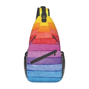 zimbro colorful rainbow stripe men’s sling bag casual chest cross-body bag sling backpack with usb charging port sling backpack