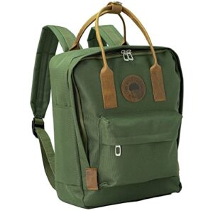 RAMSBURRY Casual Backpack for Unisex,15 Inches Laptop Backpack with Genuine Leather Straps ,Sportback,Schoolbag (Green)