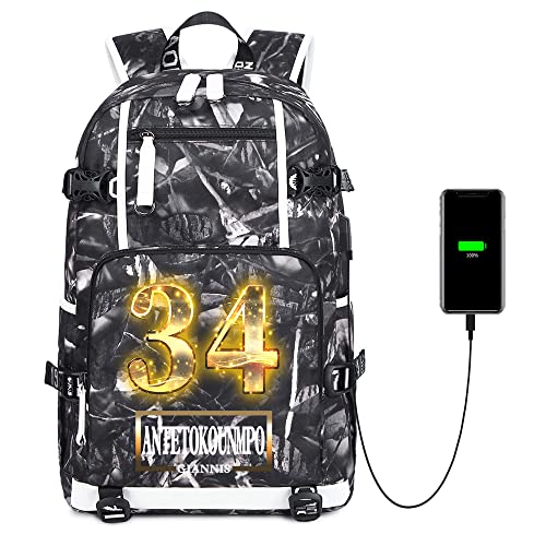 Ansigeren No. 34 Basketball Player Star ATKMPO Creative Backpacks Sports Fan Bookbag Travel Student Backpack For Men Women (7)