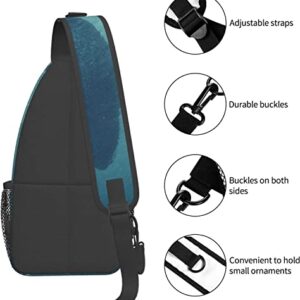 Stylish Chest Sling Bag A Man On A Boat Floating Next to A Huge Whale,Crossbody Shoulder Backpack Adjustable Chest Bag Lightweight Casual Daypack for Men Women Outdoor Sports Biking Climbing