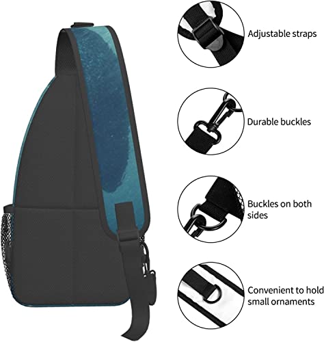 Stylish Chest Sling Bag A Man On A Boat Floating Next to A Huge Whale,Crossbody Shoulder Backpack Adjustable Chest Bag Lightweight Casual Daypack for Men Women Outdoor Sports Biking Climbing