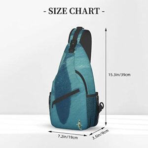 Stylish Chest Sling Bag A Man On A Boat Floating Next to A Huge Whale,Crossbody Shoulder Backpack Adjustable Chest Bag Lightweight Casual Daypack for Men Women Outdoor Sports Biking Climbing