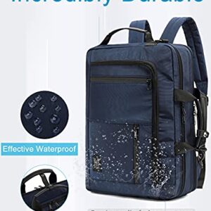 FREEFLOW 15.6 Inch Laptop Backpack, Waterproof Computer Bags with USB Charger, 3-in-1 Convertible Notebook Briefcase