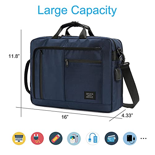 FREEFLOW 15.6 Inch Laptop Backpack, Waterproof Computer Bags with USB Charger, 3-in-1 Convertible Notebook Briefcase